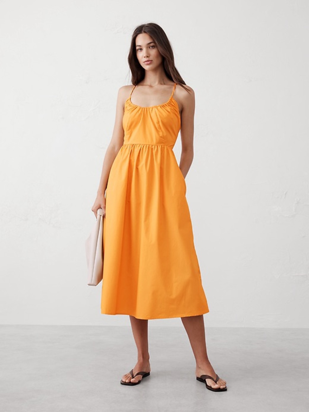 NWOT Banana Republic 100% Cotton Poplin Halter Midi Dress, Tumeric Spice – Large